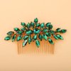 Teyglen Crystal Bride Wedding Hair Comb Full Rhinestone Side Comb Bridal Red Green Black Crystal Hair Pieces Hair Accessories for Bride Women Girl (Green)