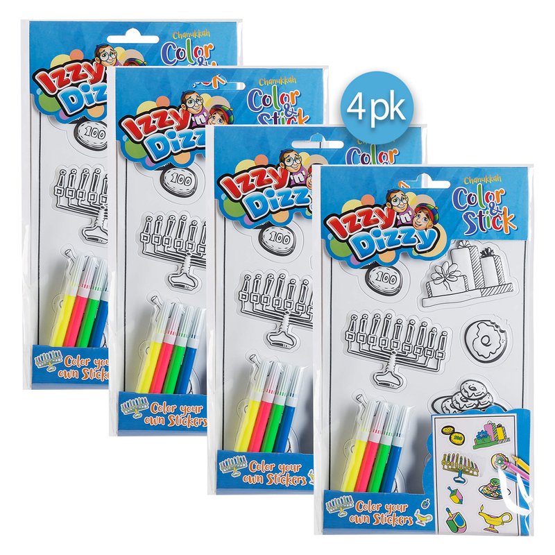 Izzy 'n' Dizzy Hanukkah Color and Stick - 4 Pack - Color Your Own ...