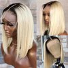 Ombre Blonde Bob Wig Human Hair Lace Front Wigs for Black Women 8 Inch 1B/613 Ombre Blonde Bob Lace Front Wigs Pre Plucked HD Lace Frontal Wigs 180 Density 13x4 Glueless Lace Front Wigs Human Hair