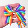 Rainbow Hair Bow Clips Colorful Rainbow Girls Bow Clip Fashion Bow Alligator Clips Colour Stripe Gold Glitter Bowknot Hairpin Parade Party Hair Accessories for Kid Girls Women Pride Day Party 2pcs