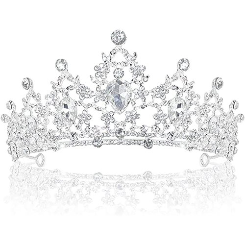 TOCESS Silver Crown for Women Crystal Tiara for Girls Rhinestone Queen Princess Crown for Bridal Wedding Prom Costume Party Quinceanera Hair Accessories, Ideal Gift for Women (Silver)