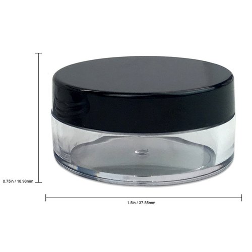 Beauticom 40pcs 10 Gram (0.35 oz) Plastic Pot Jars – BPA Free Clear Round Acrylic Container for Travel, Cosmetic, Makeup, Bead, Sample, Lip Balm, Candy, Herbs, Eye Shadow 10g/10ml (Black Lid)