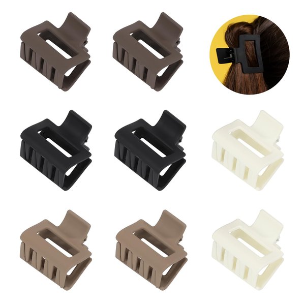 Small Square Claw Clips 8Pcs Strong Hold Hair Claw Clips Non Slip Cute Hair Clips for Thick Thin Hair 4 Colors Mini Matte Jaw Clips Rectangle Headwear Accessories for Women Girls 1.57”