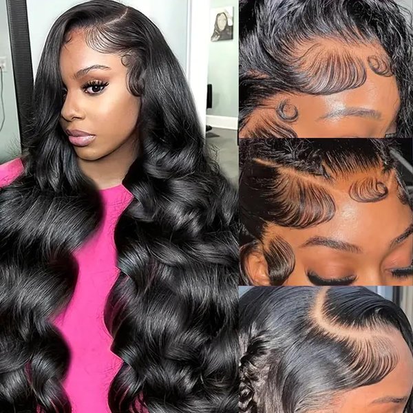 Larhali 210% Density 13x6 Lace Front Wig Human Hair Body Wave HD Transparent Lace Front Wigs Human Hair 28Inch Lace Frontal Wig for Black Women Glueless Wigs Human Hair Pre Plucked with Baby Hair