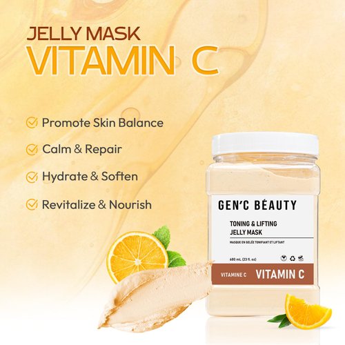 GEN'C BÉAUTY Jelly Mask Set Jelly Mask Powder Hydrating Moisturizing for Spa and Home use (Vitamin C)