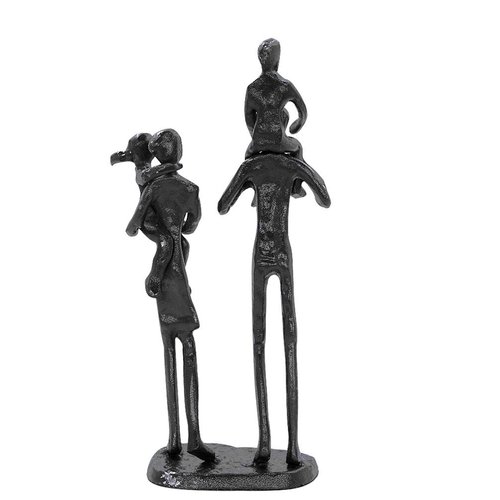 DreamsEden Rustic Family Figurines, Cast Iron Art Home Decoration Statue with Gift Card for Anniversary Birthday (Family of Four Carrying)