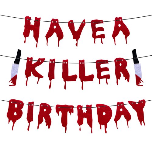 HERSAUL Halloween Birthday Party Banner Scary Halloween Decorations Mystery Party Scream Birthday Decorations Horror Themed Birthday Decorations Horror Movie Decor Crime Scene Decorations