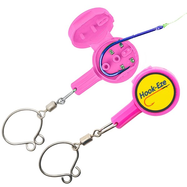 HOOK-EZE 2023 Updated Design Fishing Gear Knot Tying Tool | Pack of 2 | Protect from Fish Hooks | Tie Fishing Knots Easily | Cool Gadgets | Ice & Fly Fishing Gifts for Beginner Anglers - Pink