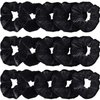 Bememo 28 Pieces Velvet Scrunchies Hair Ties Elastics Scrunchy Bobbles Soft Hair Bands Ponytail Holder Hair Accessories Cute Colors Elastic Hair Bands Party Favors for Teens Women Girls(Black)