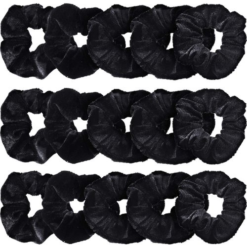 Bememo 28 Pieces Velvet Scrunchies Hair Ties Elastics Scrunchy Bobbles Soft Hair Bands Ponytail Holder Hair Accessories Cute Colors Elastic Hair Bands Party Favors for Teens Women Girls(Black)