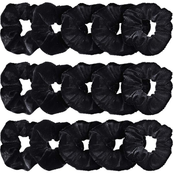 Bememo 28 Pieces Velvet Scrunchies Hair Ties Elastics Scrunchy Bobbles Soft Hair Bands Ponytail Holder Hair Accessories Cute Colors Elastic Hair Bands Party Favors for Teens Women Girls(Black)