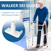 Walker Ski Glides, Universal Fit 1" to 1 1/8" Tubing Diameter Walker, Sliders for Walkers, Glide Skis for Walkers for Seniors Easy to Install (2 Pair)