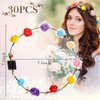 30 Pcs LED Flower Crown LED Flower Wreath Headband Multicolor Light up Headband Lighted Head Band Crown LED Hair Accessories Luminous Floral Headpiece Flower Headdress for Women Girls Wedding Party