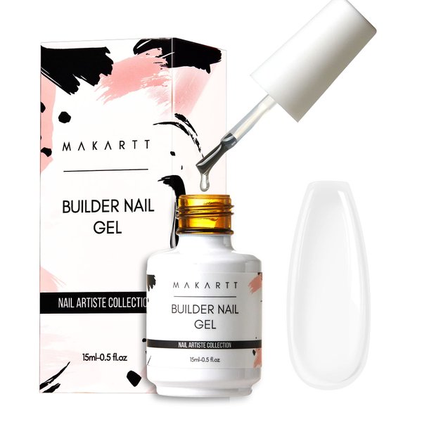 Makartt Builder Nail Gel 15ml 7 in 1 Multifunctional Clear Gel Nail Polish Base Coat Nail Strengthener Gel Nail Extension Hard Gel Builder for Broken Nails Repair Soak Off UV/LED Nail Lamp Required