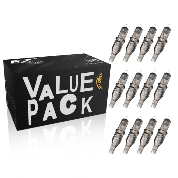 EZ Tattoo Needle Cartridges Assorted 50Pcs #12 Standard Curved Magnum Mixed 15RM 17RM 19RM 21RM 23RM for Rotary Tattoo Pen Machine Supply