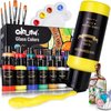 Colorful Stain Glass Paint Set with 6 Brushes, 1 Palette & 1 Sponge, 14 Colors Waterproof Permanent Glass Painting Kit for Arts on Wine Glasses,Bottle and Windows