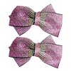 Glitter Handmade Crystal Beads Bow Hair Barrettes Rhinestone Bowknot Hair Barrettes for Thick Hair Chic Bling Butterfly Hair Clips For Styling Long Hair,2 Pack (Pink)