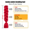 TENGSHUO FLY Ombre Braiding Hair Extensions for Women 3 Packs/24 Inch Braiding Hair Fiber Crochet Hair for Box Braids Senegal Twist Hair Extensions(24" (Pack of 3),red)