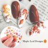 10Pcs Maple Leaf Nail Art Foil Transfer Stickers 3D Holographic Flower Foil Transfers Decals Fall Nail Supplies Floral Maple Leaves Lavender Rose Designs Fall Nail Art for Women DIY Nail Decorations