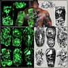 24 Sheet Temporary Tattoos Sticker, Wolf Tiger Lion Skull Waterproof Fake Tattoo for Women Men Kids, Glow in The Dark Temporary tattoos for Halloween Rave Festival Party Supplies Decorations