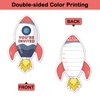 REWIDPARTY Rocket Ship Birthday Party Invitations with Envelopes & Stickers（Set of 15） Rocket Ship Shaped Fill-in Invitations Rocket Birthday Party Invites Cards Space Party Supplies for Kids Teens