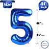 Metallic Blue Number 5 Balloon 40 Inch, 5 Balloon Number, 5th Birthday Decorations, Navy Blue Party Supplies for Boys Girls