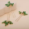 Rumtock 3pcs Vintage Green Crystal Hair Pins Set for Wedding Brides Women Girls Handmade Sparkle Hair Jewelry Piece (Emerald Green)