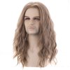 RightOn Blonde Wig for Men Long Curly Wig Ash Blonde Wigs for Men Cosplay Party Halloween Wig with Wig Cap