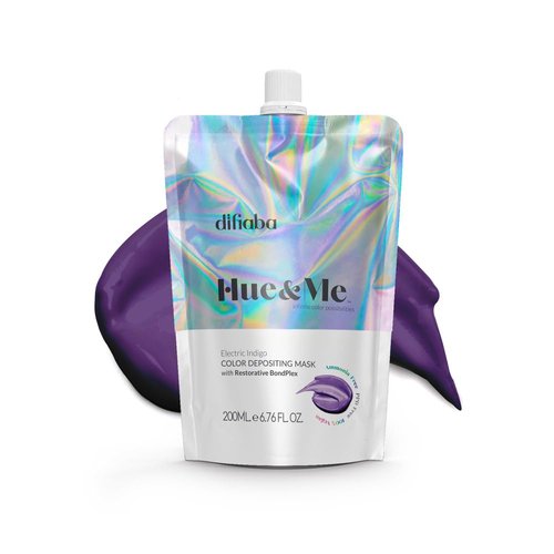 Difiaba Hue & Me Color Depositing Conditioner - Temporary Hair Dye of Fantasy Colors - Hydrating Color Depositing Hair Mask with BondPlex - 6.76 oz (Indigo)