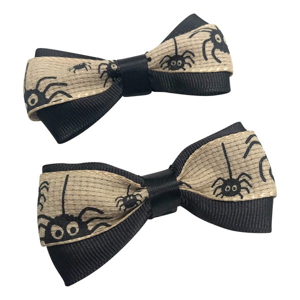Halloween Spider Girls Hair Bow Set, Little Girl Bows, Pigtail Hair Bows, Toddler Hair Bows,