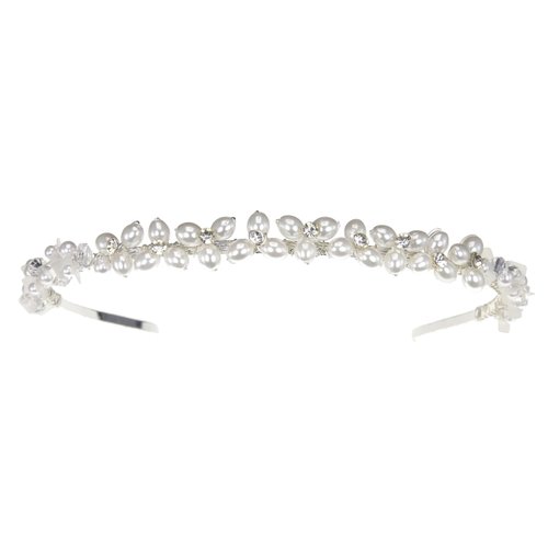 Delicate Headband of Faux Freshwater Pearls, Rhinestones, Crystal Beads and Sequins #818E0