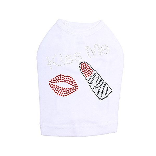 Kiss Me (Lips and Lipstick) Dog Shirt 4XL WHITE