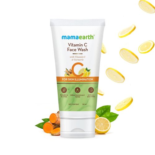 Mamaearth Vitamin C Face Wash for Skin Illumination | Gentle & Hydrating Dead Skin Exfoliator with Turmeric | Sulfate & Paraben Free | 1.69 Fl Oz (50ml)