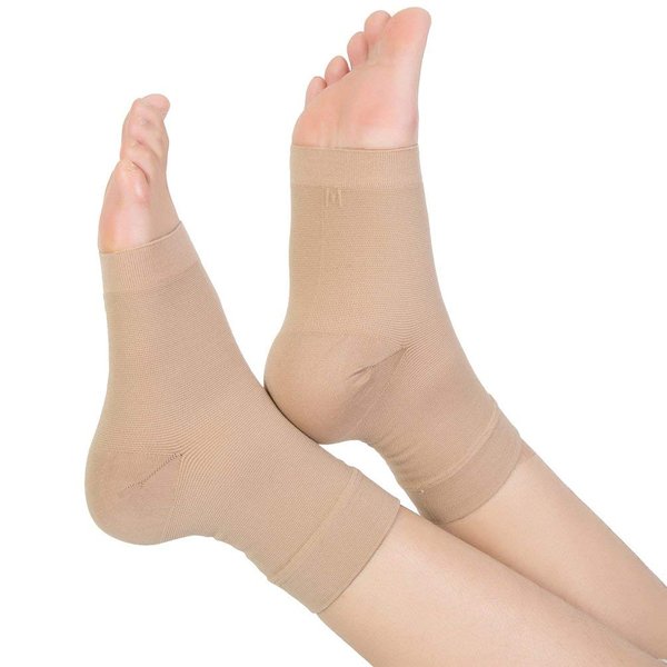 TOFLY® Plantar Fasciitis Socks for Women Men, Truly 20-30mmHg Compression Socks for Arch & Ankle Support, Foot Care Compression Sleeves for Injury Recovery, Eases Swelling, Pain Relief, Beige S