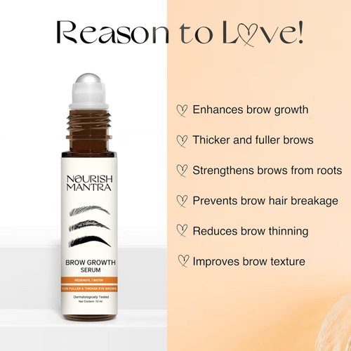 Nourish Mantra - Brow Growth Serum | Formulated with Redensyl, Biotin, Peptides & Amino Acids | for Brow Growth and Thickness | Eyebrow Growth Serum | 10 ml