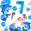 Shark Birthday Decorations, Blue Shark 7 Balloon Number, Sea Animal Balloons, 7 Year Old Girl Birthday Decorations, Ocean Birthday Party Decorations (7)