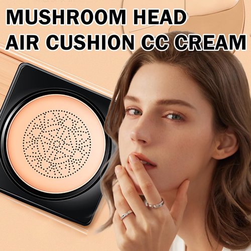 LZXLUKGIR Mushroom Head Air Cushion CC Cream Foundation,2PCS Moisturizing BB Cream Cushion Foundation Makeup,Full Coverage Long Lasting Matte Concealer Base de Maquillaje（Natural）