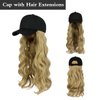 AynnQueen Baseball Cap with Hair Extensions for Women Adjustable Hat with Synthetic Wig Attached 24inch Long Wavy Hair Black Baseball Cap (Ash Blonde)