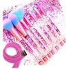 Unicorn Fan Makeup Brush Set,Crystal Sparkles Blush Powder Fan Lip Eye Shadow Eyebrow Eye Blender Brush in Set