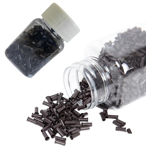Flare Copper Tubes 3.0mm Micro Rings Links Beads Non-Silicone Flared Euro Locks Hair Staples Tools for I-tip Hair Extensions (500Pcs, Dark Brown)