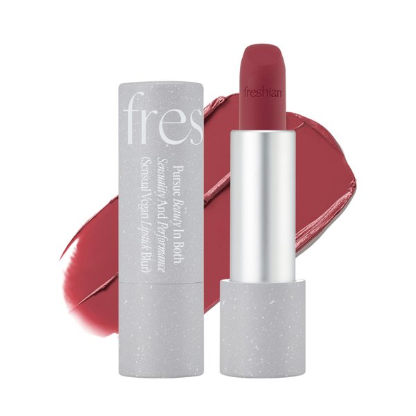 FRESHIAN Sensual Vegan Lipstick Blur (01 Pleasure, 0.12oz) - Long-Lasting Formula, Lightweight Matte Lipstick, Korean Makeup. Shea Cocoa Butter, Vegan.