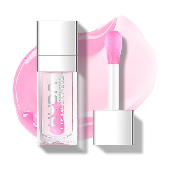 KYDA Hydrating Lip Glow Oil, Clear to Pink, Color Change Effect, Moisturizing Transparent Plumping Lip Oil Tinted for Lip Care and Dry Lips