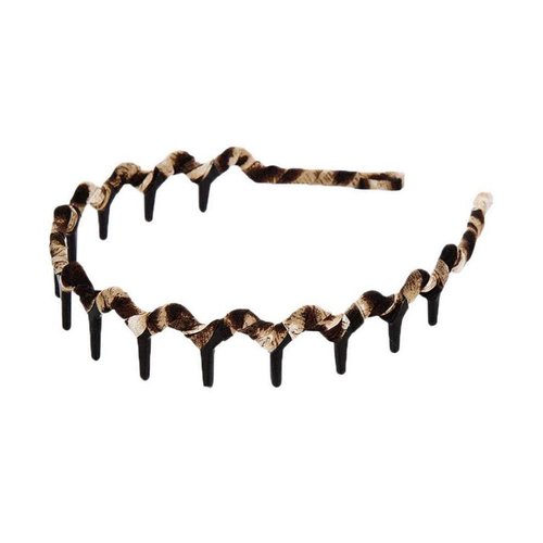 5PCS Handcraft Leopard Cloth Teeth Waves Headband Plastic Sharks Tooth Hair Comb Hair Hoop Headwear Accessory for Lady Women