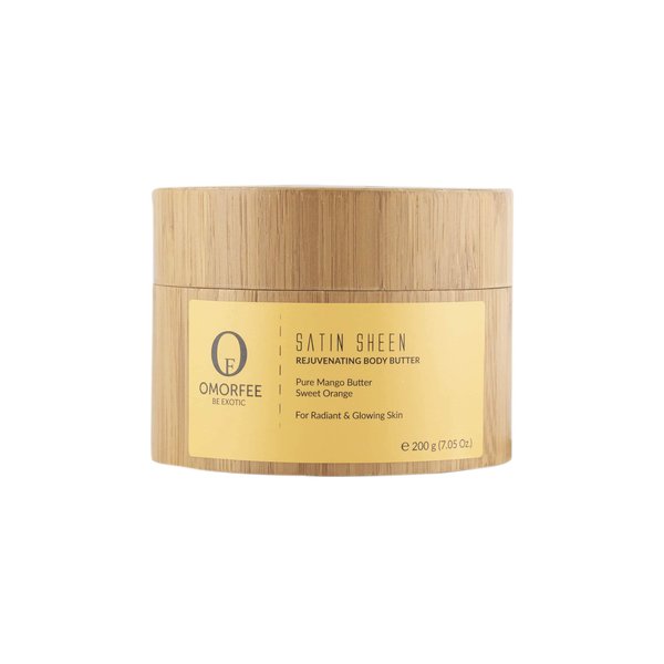 OMORFEE Organic Satin Sheen Rejuvenating Body Butter | Organic Body Moisturizer | Mango Butter, Sweet Orange Essential Oil, Organic Olive Oil (USDA), Almond Oil, Vitamin E | 200 Grams / 7.05 Oz.