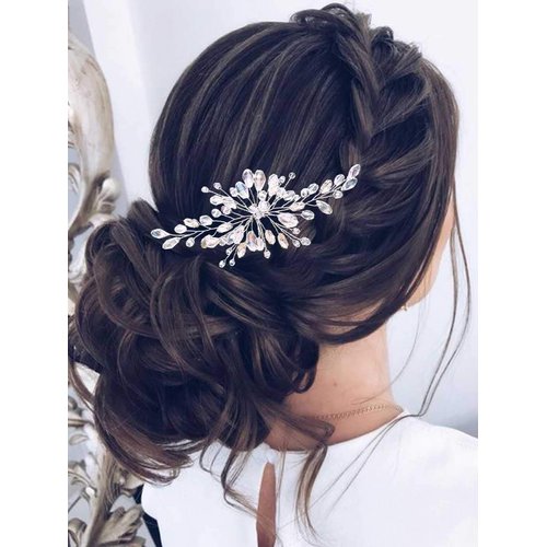 Barode Crystals Bridal Wedding Hair Pins Silver Sparkly Rhinestones Hairpin Bride Hair Accessories for Women and Girlss (Silver)