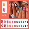 24PCS Almond Press on Nails Short Oval Fake Nails Colorful Ripple Plaid Print Acrylic Nails Full Cover Glossy Glue on Nails Wearable Stick on Nails Y2K Gel Press on Nails Kit False Nails for Women