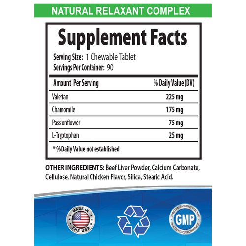 Natural pet Anxiety and Stress Dog - Dog Relaxant - Anxiety and Stress Relief - Aggression Solution - Dog Anxiety Travel - 2 Bottles (180 Chew Tabs)