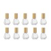 ConStore 10 PCS Mini Portable Polygonal Clear Glass Roller Bottle,8ml/0.27oz DIY Travel Essential Oil Roll On Bottle with Stainless Steel Ball Gold Cap