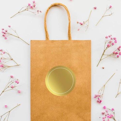 Andaz Press Round Circle Favor Gift Labels Stickers, Metallic Gold Ink, Solid Gold with Border, 40-Pack, Not Gold Foil, for Wedding Party Favors