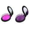 NuAngela Mini Hairbrush, Folding Hair Brush With Mirror Set, Compact Pocket Size, Travel Pop Up Hair Comb, Easy Keep in Purse, Gym Car Bag (Purple Pink)